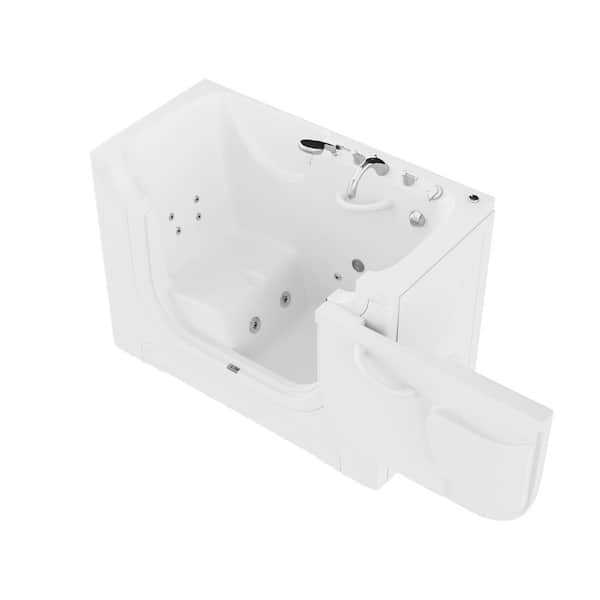 WTHDX Series 60 in. x 30 in. Right Side Drain Walk-In Whirlpool Jetted Bathtub in White with Quick Fill Faucet Set