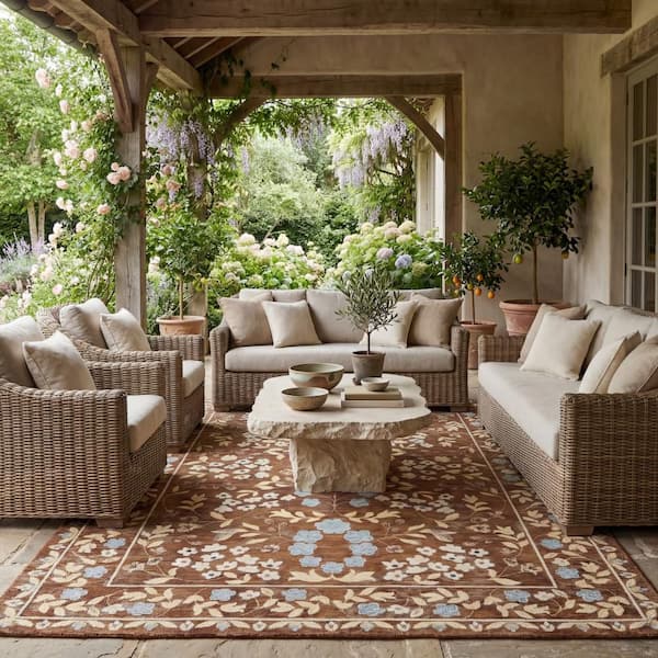 Ariena Transitional Brown 3 ft. x 8 ft. Outdoor Runner Rug