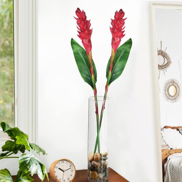 LIVING LUXURY 31 in. Real Touch Red Artificial Ginger Flower Stem