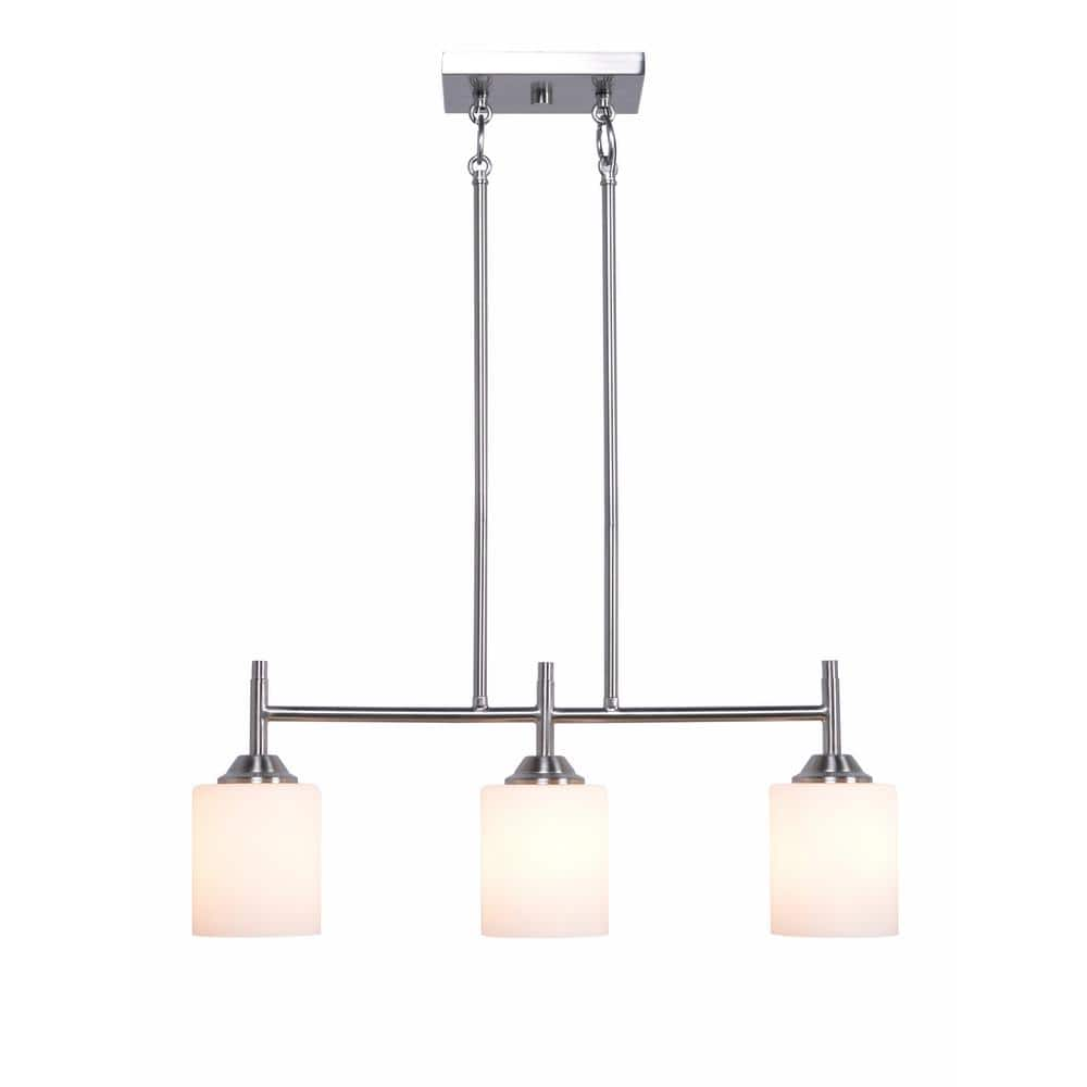 Manor Brook Logan 3-Light Brushed Steel Island Light Pendant MB13578 ...