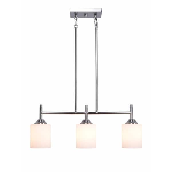 Manor Brook Logan 3-Light Brushed Steel Island Light Pendant