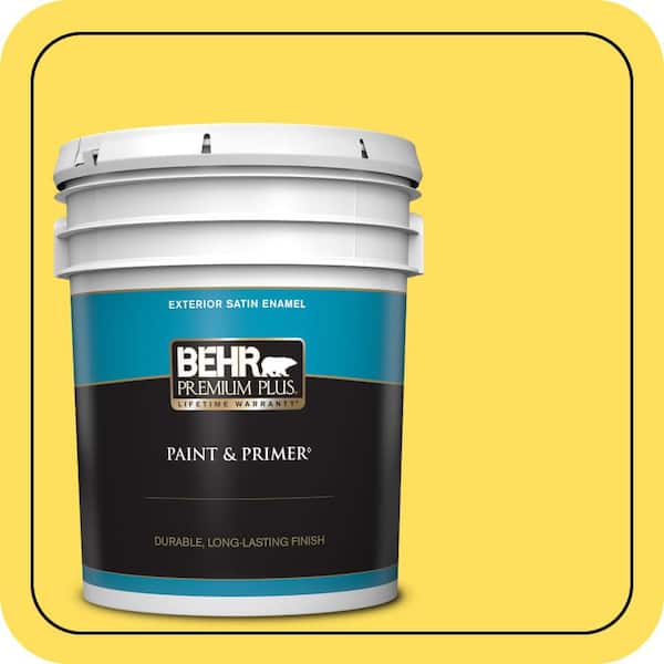 BEHR PREMIUM PLUS 5 gal. #380B-5 Neon Light Satin Enamel Exterior Paint & Primer