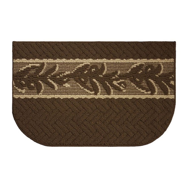 Creative Home Ideas Olive Brunch Textured Loop Chocolate/Berber 18 in. x 30 in. Kitchen Rug
