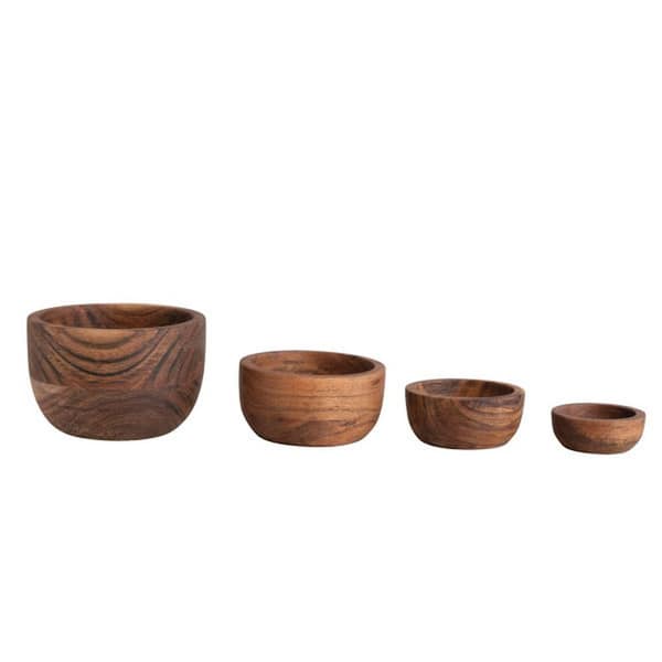 Storied Home 4 in. 22 fl.oz Brown Espresso Finish Acacia Wood Serving Bowls (Set of 4)