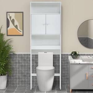 Anky 24.8 in. W x 76.4 in. H x 7.9 in. D White Over the Toilet Storage with with Doors