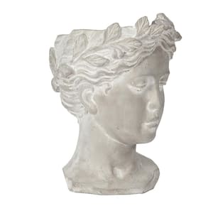 wayofatry 6 in. x 9 in. Patio Greek Style Cement Head Planter in Gray ...