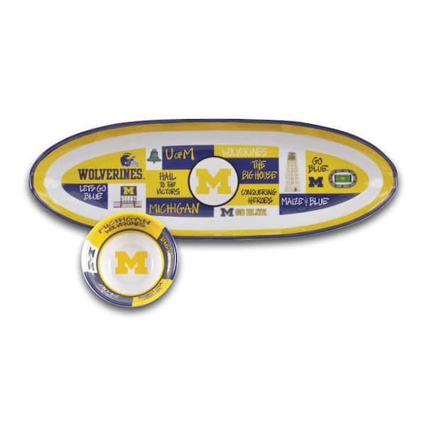 Michigan 20 in. Assorted Colors Melamine Oval Chip and Dip Server (Set of 2)