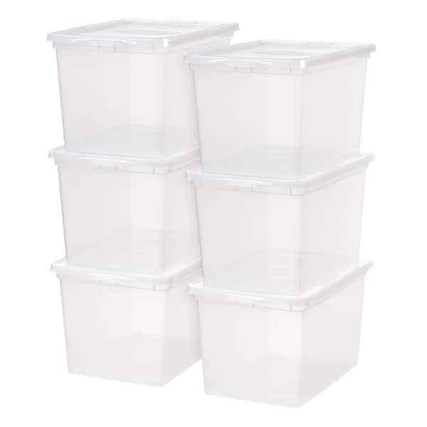 IRIS 45QT Clear Storage Bin with Buckles, 6-pack