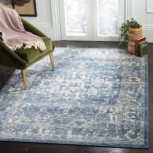 Charleston Navy/Cream Doormat 3 ft. x 5 ft. Distressed Border Area Rug