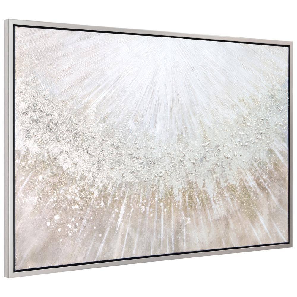 Empire Art Silver and Gold Abstract Canvas with Champagne Frame, 32" x 48"