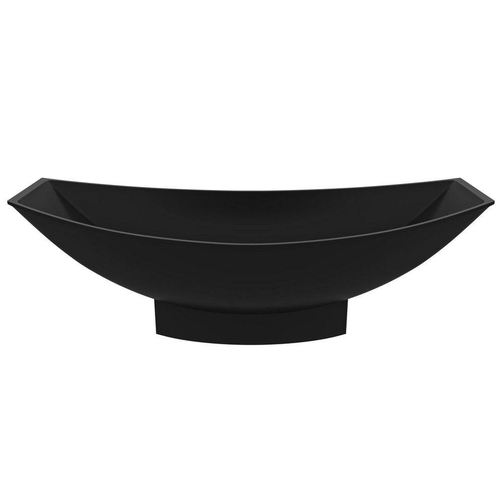 71" Black Matte Solid Surface Freestanding Hammock Bathtub
