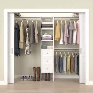 Selectives 76.85 in. W x 112.85 W White Basic Plus Narrow Wood Closet System Kit with Drawers
