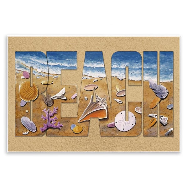 Outlined Beach Letters by Art Brands Holdings, LLC. Unframed Coastal Graphic Art Print 13 in. x 19 in.