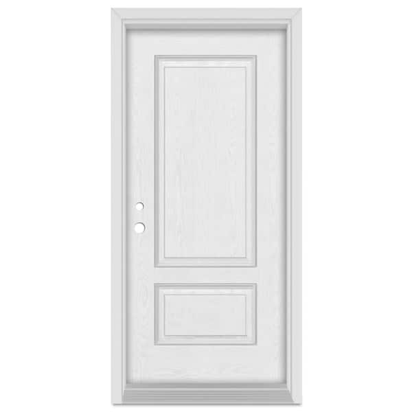 Stanley Doors 32 in. x 80 in. Infinity Right-Hand Inswing 2 Panel Finished Fiberglass Oak Woodgrain Prehung Front Door