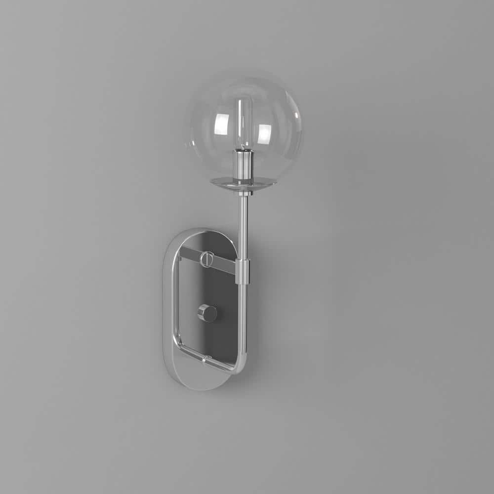 Mid-Century Modern Chrome 16.5" Direct Wired Wall Sconce