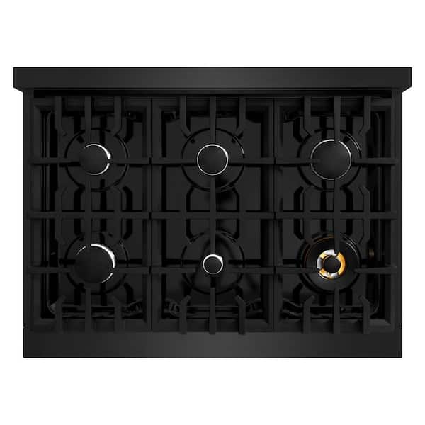 Classic 36 in. 6-Burner Dual Fuel Range with Convection Oven in Black Stainless Steel