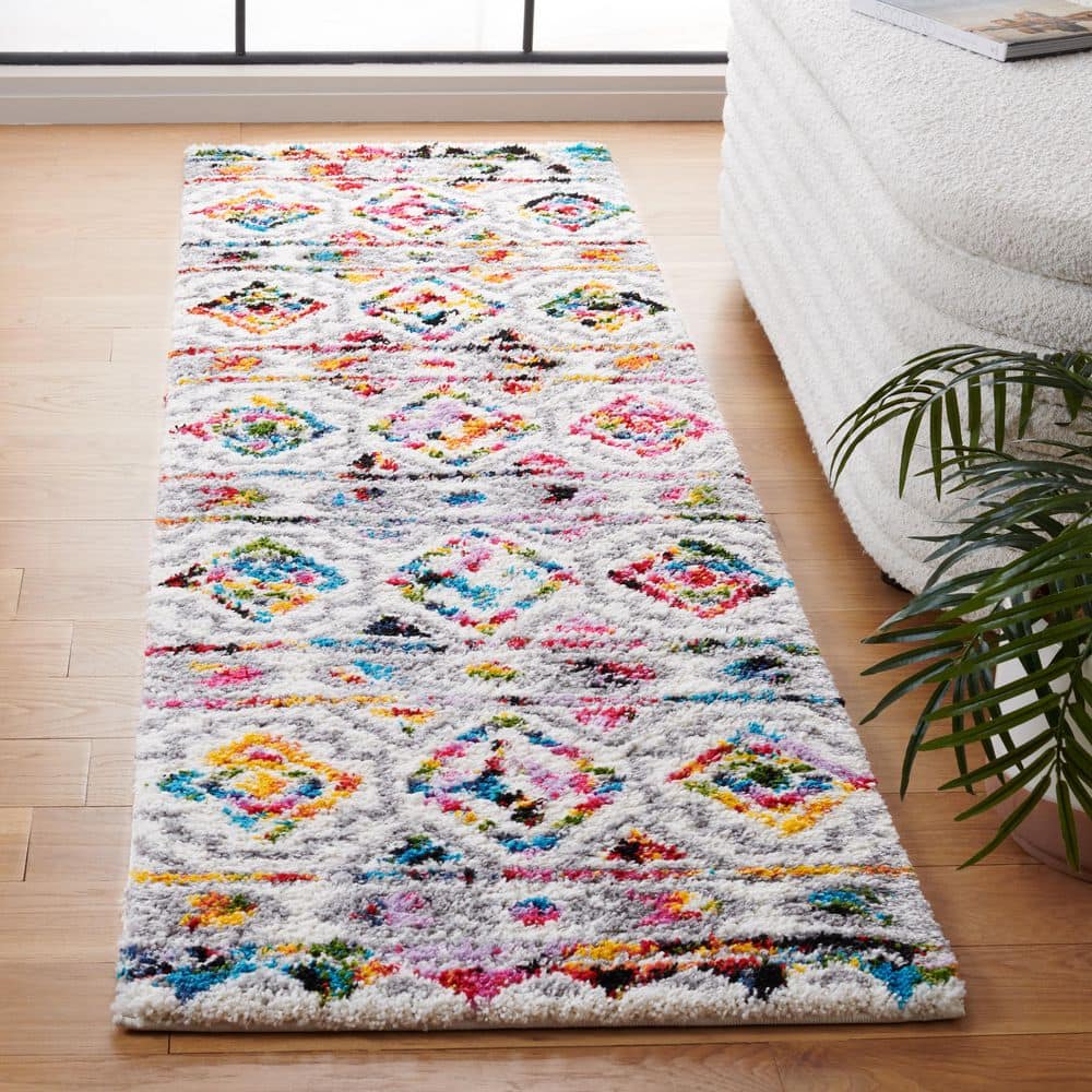 Fiesta Shag 2 ft. x 6 ft. Cream/Multi Geometric Runner Rug price history on PriceWatchPro