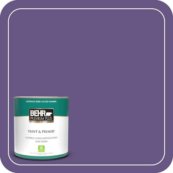 BEHR PREMIUM PLUS 1 qt. #PPU16-02 Vigorous Violet Semi-Gloss Enamel Low Odor Interior Paint & Primer
