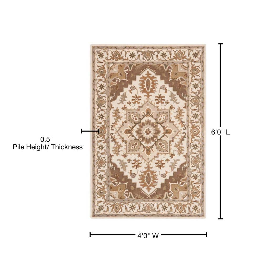 Handmade Beige and Sage Wool Tufted Round Rug