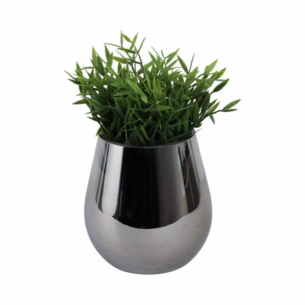 Silver Metallic 6" Glass Vase for Table Centerpieces