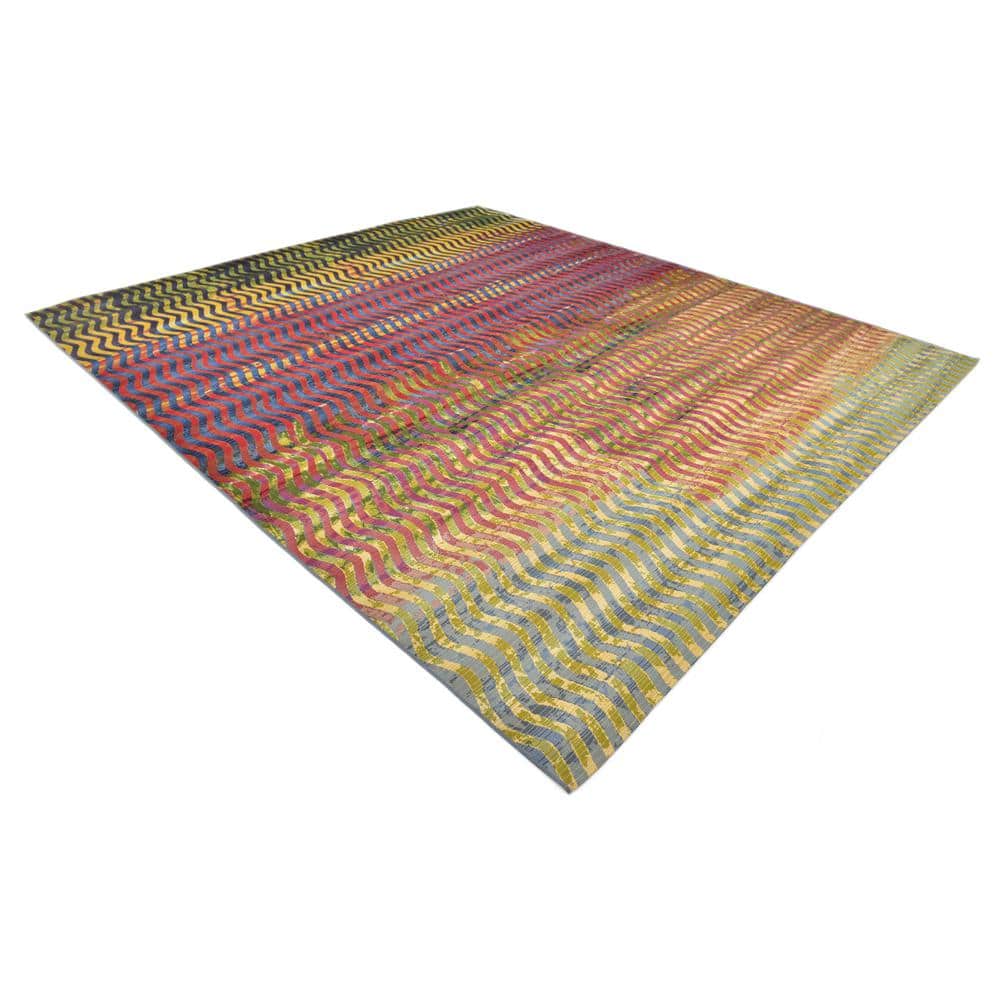 Vibrant Multi-Stripe 10' x 12' Outdoor Synthetic Area Rug