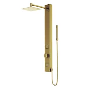 Orchid 39 in. H x 4 in. W 2-Jet Shower Panel System with Square Head and Hand Shower Wand in Matte Brushed Gold