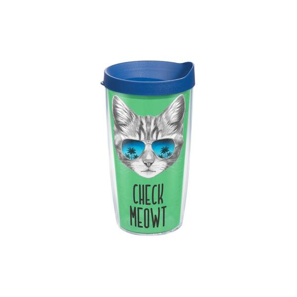 Tervis Check Meowt 16 oz. Clear Tumbler with Lid