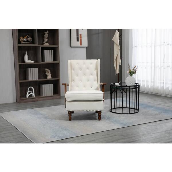 White tufted discount high back chair