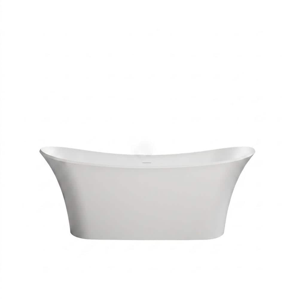 69 in. Solid Surface Double Slipper Freestanding Non-Whirlpool Soaking Bathtub in Matte White price history on PriceWatchPro
