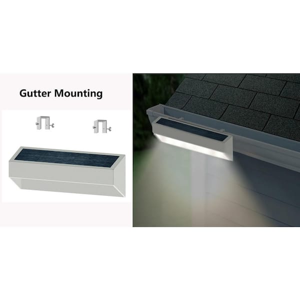 Outdoor Solar Garden Gutter Fence LED Lights Wall Roof Lamps Cool Warm White US 