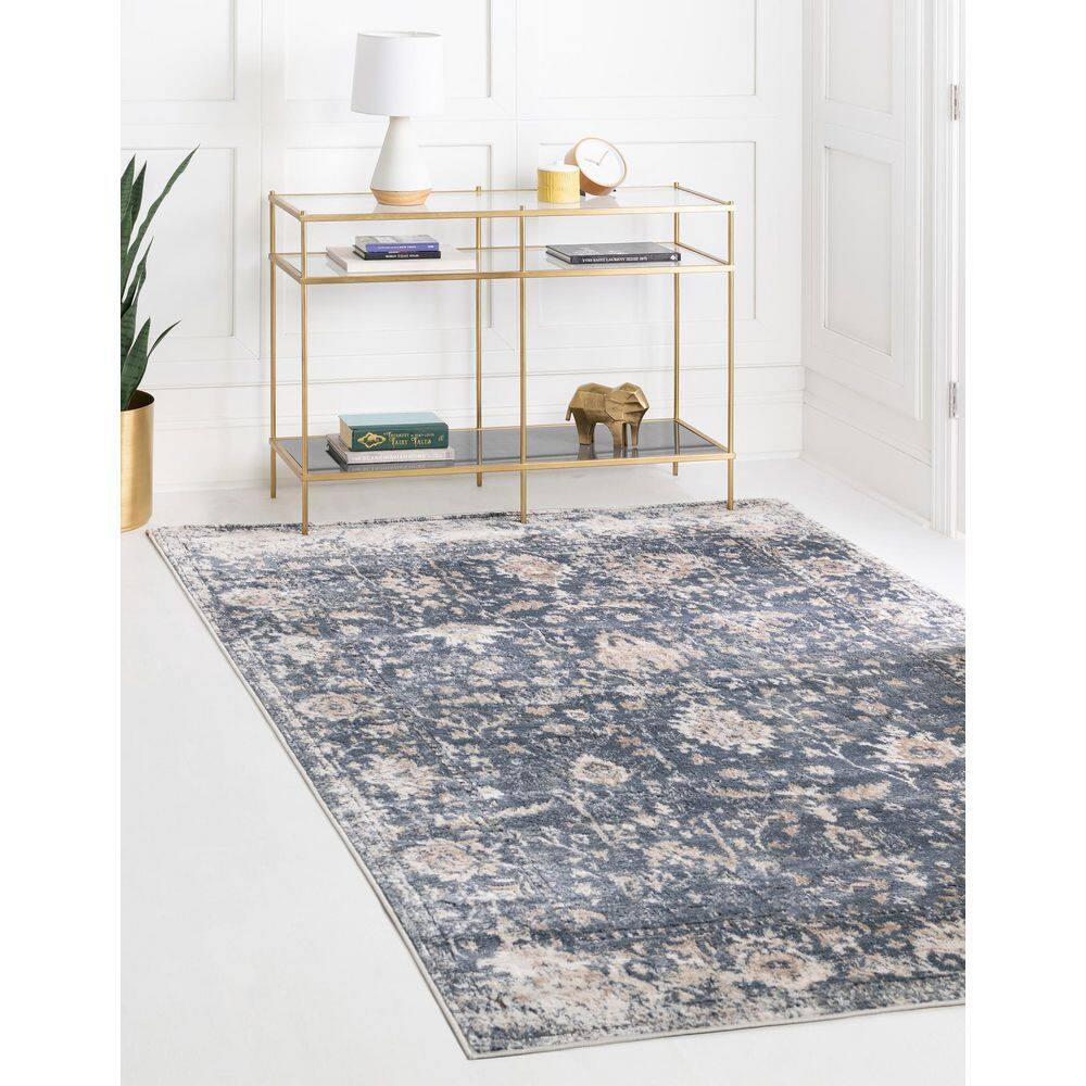 Portland Blue Rectangular Indoor Easy-Care Rug, 2x3 ft