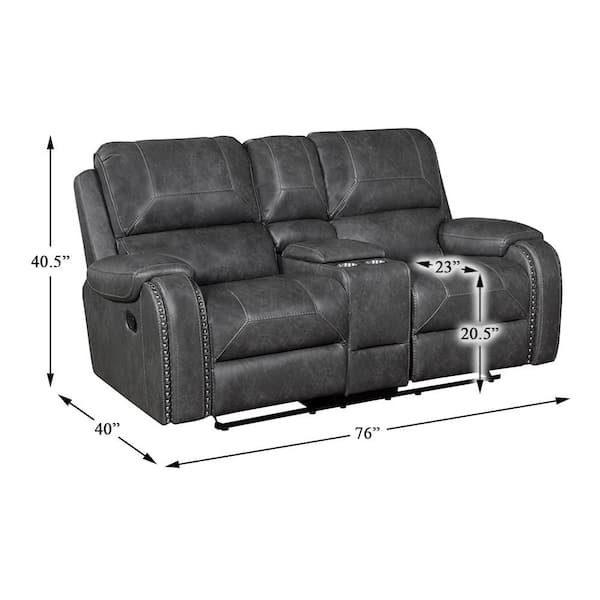 gymterior Shape Sofa 八角形 グレー Lazzara Logansport 87 in. W Pillow Top Arm Faux Leather Rectangle