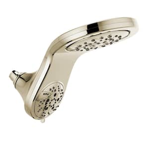 HydroRain Two-in-One 5-Spray 6 in. Double Wall Mount Fixed H2Okinetic Shower Head in Polished Nickel