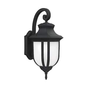 Childress 21.25 in. 1-Light Black Outdoor Wall Lantern Sconce