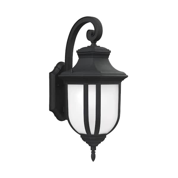 Generation Lighting Childress 21.25 in. 1-Light Black Outdoor Wall Lantern Sconce