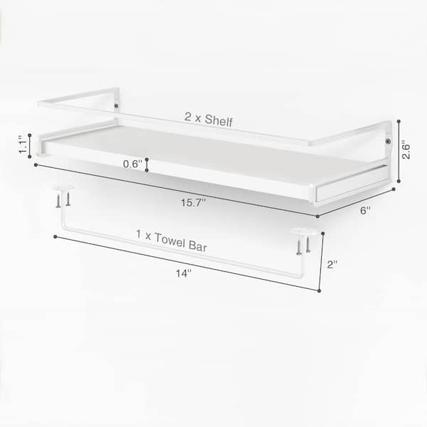 Set of 2 Wall Shelf, 15.7L Floating Shelves with Wire Basket for