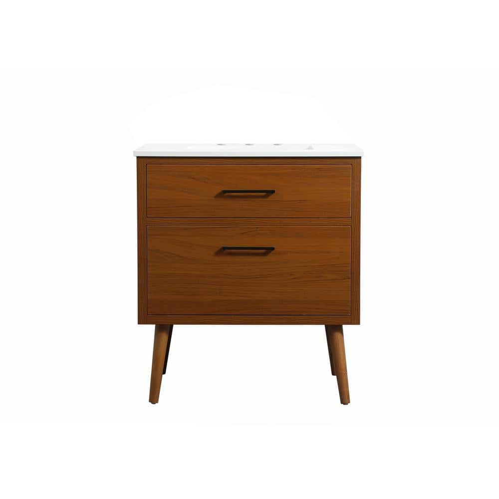 Timeless Home 30 in. W x 22 in. D x 33.5 in. H Bath Vanity in Teak with Ivo