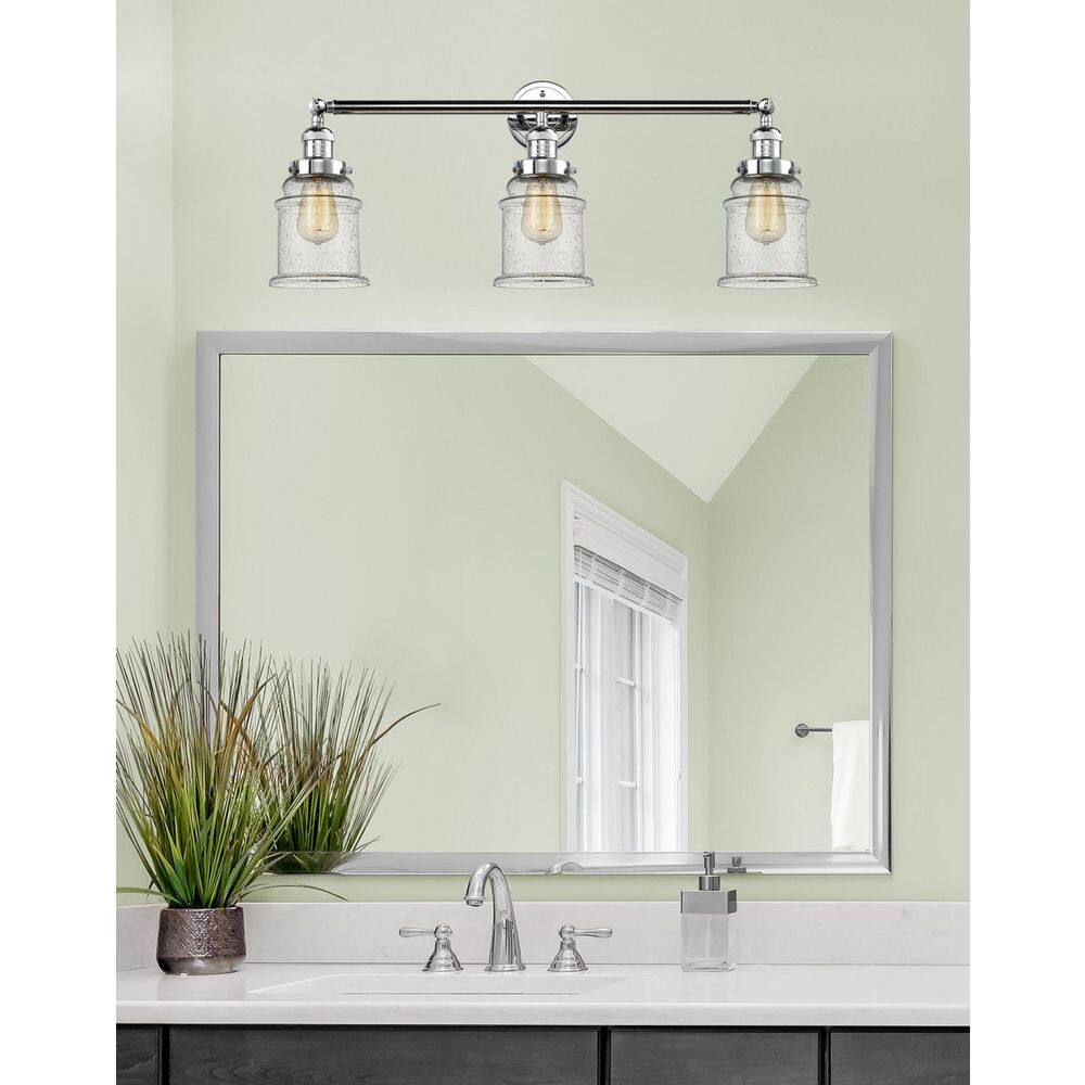 Canton 30 in. 3-Light Polished Chrome Vanity Light with Glass Shade price history on PriceWatchPro