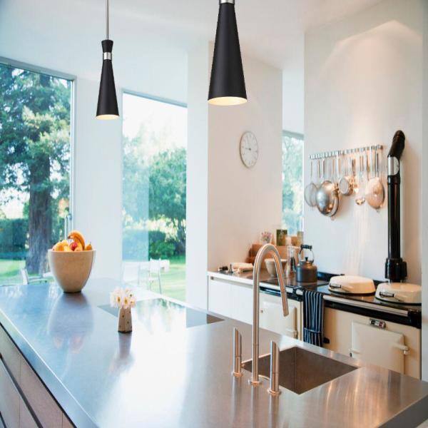 Soriano Hourglass Mini Pendant in Matte Black & Brushed Nickel