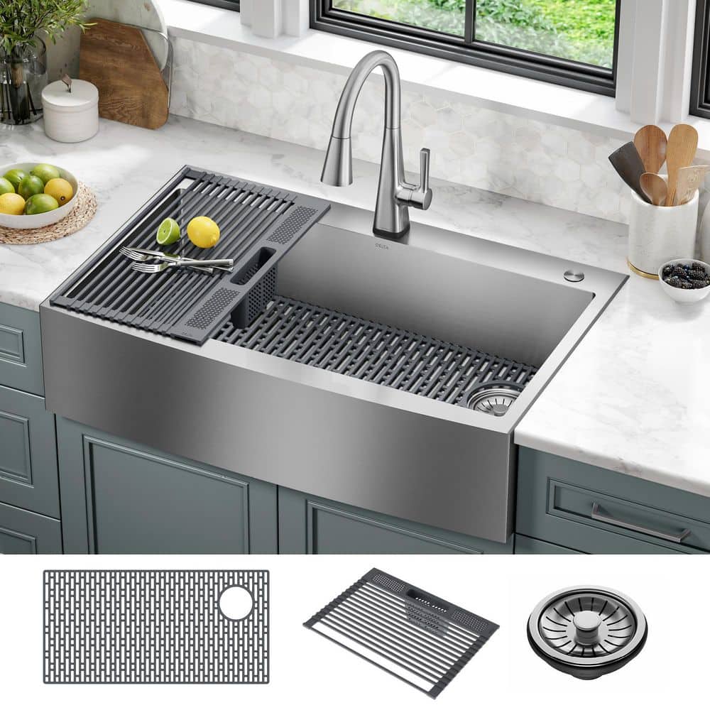 36-Inch Brushed Stainless Steel Farmhouse Drop-In Sink