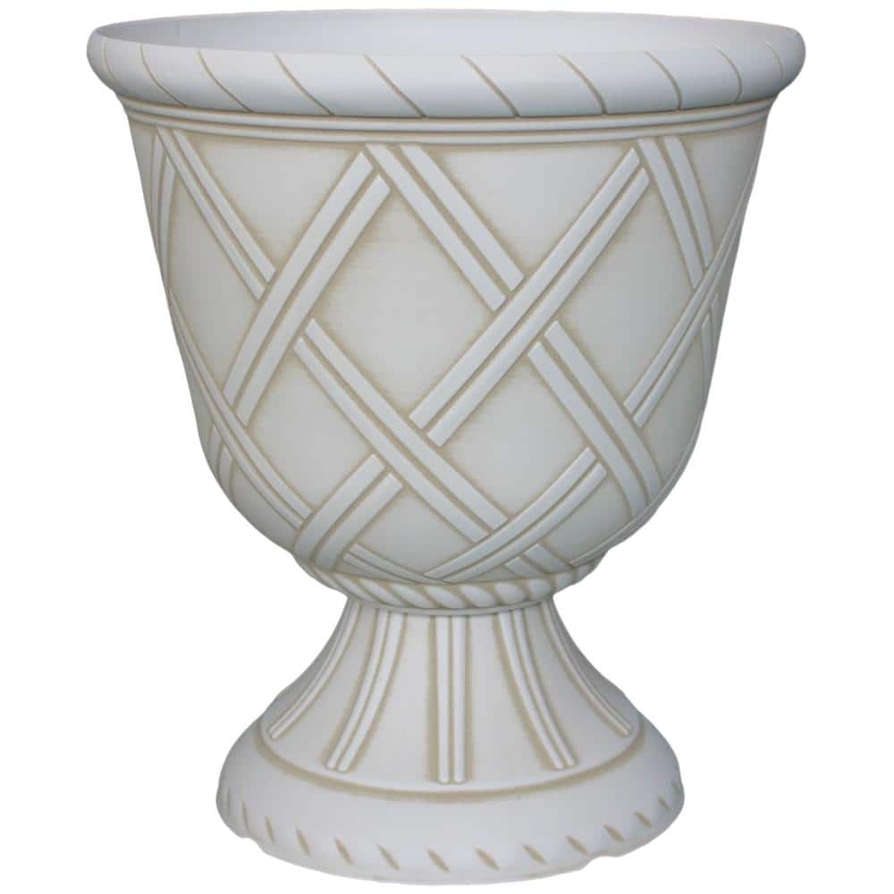 Lattice 10 in. W x 11 in. Brushed Gold Plastic Urn