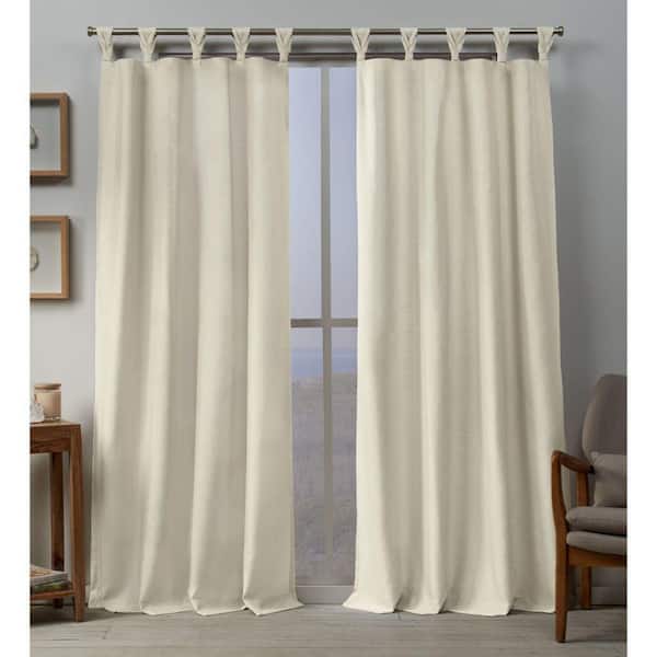 EXCLUSIVE HOME Loha Ivory Solid Light Filtering Braided Tab Top Curtain, 54 in. W x 96 in. L (Set of 2)