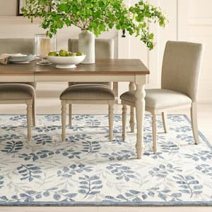 Martha Stewart Ivory/Gray 5 ft. x 8 ft. Border Abstract Floral Area Rug