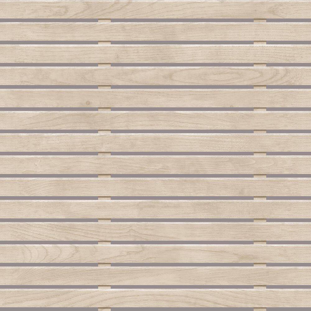 Horizontal Wood Slate Beige Wallpaper Sample