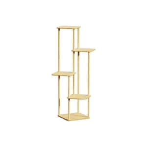 42 in. Tall Outdoor Brown Wood Plant Stand (5-Tiered)