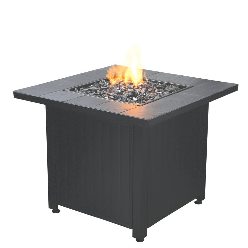 Endless Summer Liquid Propane Outdoor Patio Fire Table with Glass, Black  GAD1497SP - The Home Depot