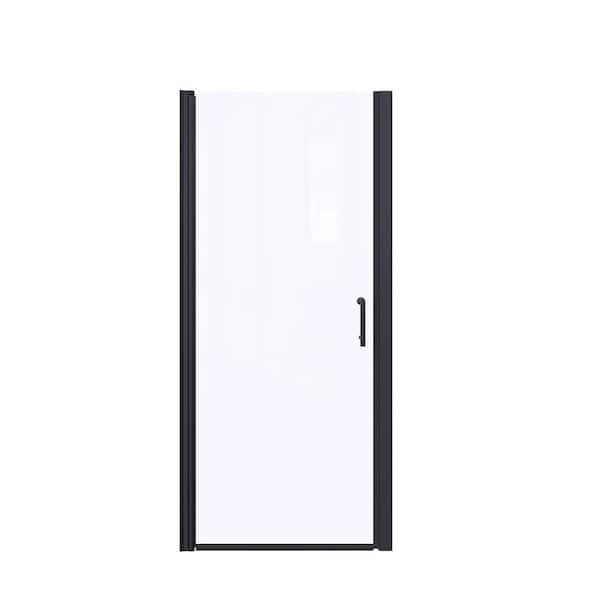 TCYO 34 in. W x 72 in. H Pivot Semi - Frameless Shower Door in Matte Black with Clear Glass