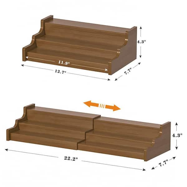 Wudkey 3-Shelf Brown Bamboo Cabinet Countertop Expandable Spice