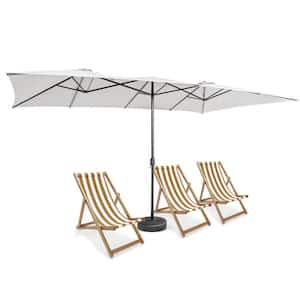 15 ft. Market Double-Sized Patio Umbrella with Crank Handle and Vented Tops in Beige