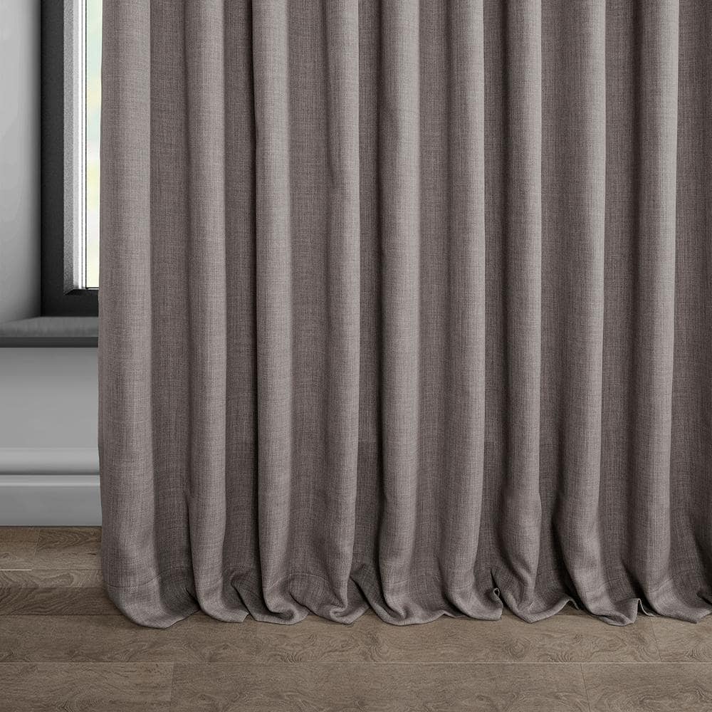 Mink 84" Faux Linen Blackout Curtain Panel
